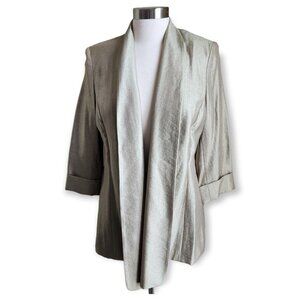 Kasper Womens Cardigan Size 6 Gold 3/4 Sleeve Shawl Collar Open Front Sweater‎